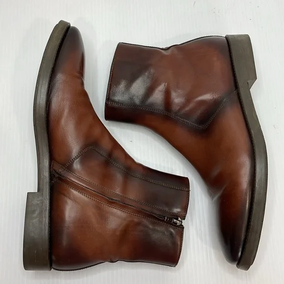 To Boot New York Men’s Sz 11.5 Rosemont Marrone Burnished Leather Boot Brown Zip - Picture 9 of 15